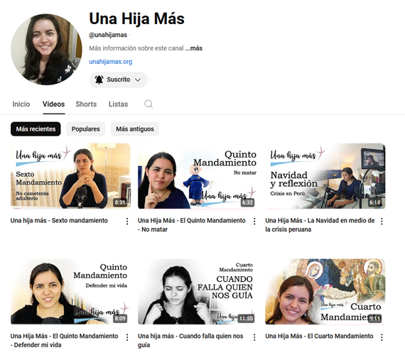 Canal Una Hija Más en YouTube